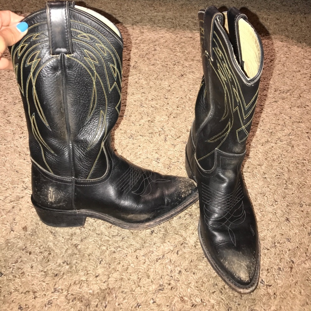 Frye mid calf black leather Billy western boots